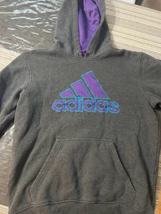 adidas Tops - Adidas Women’s ' Gray Hoodie with Purple Logo